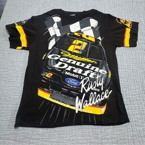 Vintage XL NASCAR Shirt Rusty Wallace Single Stitch Racing Miller Genuine Draft
